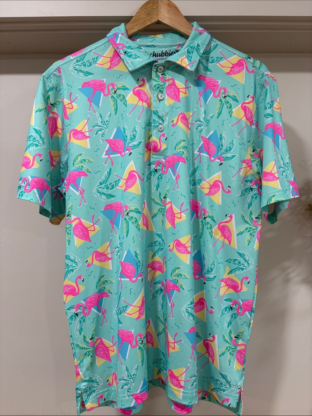 Chubbies Performance Golf Flamingo Polo Shirt, Size S